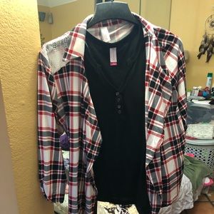 Plaid over top and tank